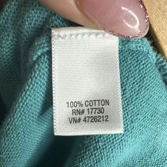 Vintage Cherokee Womens Small Teal Cardigan Button Up Sweater Cotton Cozy - Picture 8 of 10